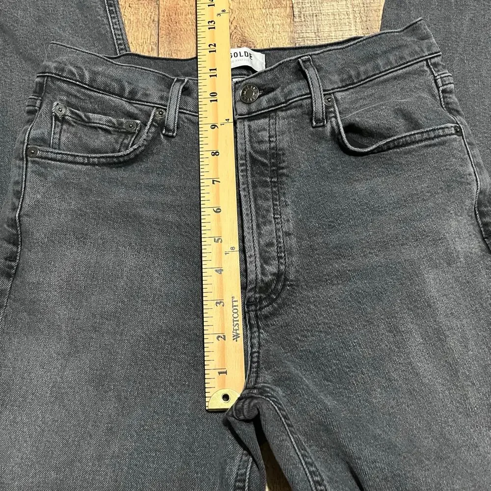 Agolde Women's Black Wash Denim Nico Crop Jeans Sz 26 Button Fly Closet Staple